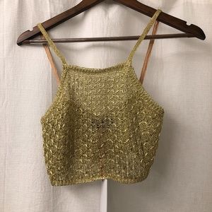 JAGGER & STONE shiny gold halter top